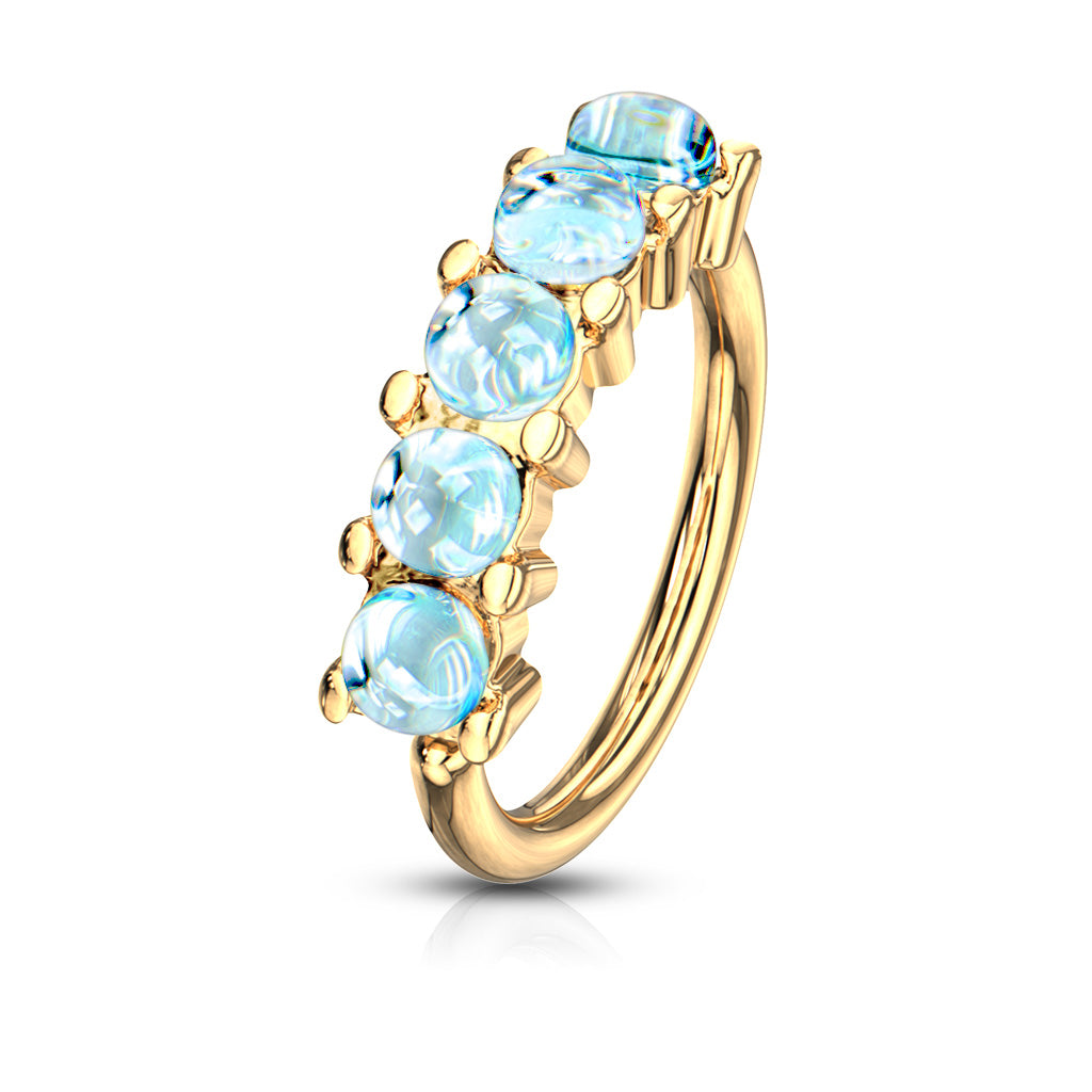 Surgical Steel Annealed 5 "Illuminating" Stone Ring (CLEARANCE)