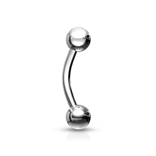 Surgical Steel Plain Solid Curved Barbell External Threading