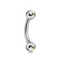 Surgical Steel Externally Threaded Curved Barbell w/ Double Press Fit Jeweled Ball