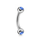 Surgical Steel Externally Threaded Curved Barbell w/ Double Press Fit Jeweled Ball
