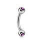 Surgical Steel Externally Threaded Curved Barbell w/ Double Press Fit Jeweled Ball