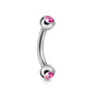 Surgical Steel Externally Threaded Curved Barbell w/ Double Press Fit Jeweled Ball