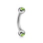 Surgical Steel Externally Threaded Curved Barbell w/ Double Press Fit Jeweled Ball