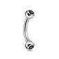 Surgical Steel Externally Threaded Curved Barbell w/ Double Press Fit Jeweled Ball