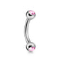 Surgical Steel Externally Threaded Curved Barbell w/ Double Press Fit Jeweled Ball