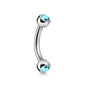 Surgical Steel Externally Threaded Curved Barbell w/ Double Press Fit Jeweled Ball