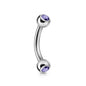 Surgical Steel Externally Threaded Curved Barbell w/ Double Press Fit Jeweled Ball