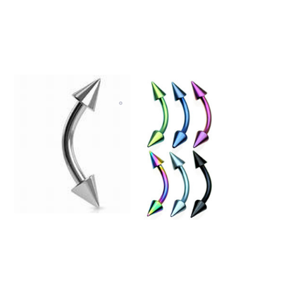 Surgical Steel Externally Threaded Curved Barbells with Spike Ends
