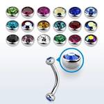 Surgical Steel Externally Threaded Curved Barbell w/ Half Jewel Ball