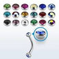 Surgical Steel Externally Threaded Curved Barbell w/ Half Jewel Ball