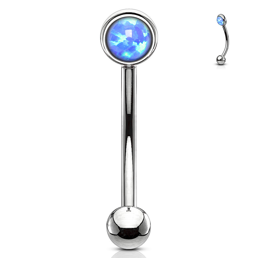 Flat Set Externally Threaded Opal Curved Barbell in Surgical Steel