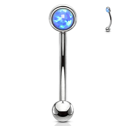 Flat Set Externally Threaded Opal Curved Barbell in Surgical Steel