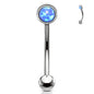 Flat Set Externally Threaded Opal Curved Barbell in Surgical Steel