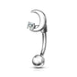Surgical Steel/Brass Externally Threaded Crescent Moon with Crystal Star Curved Barbell (CLEARANCE)