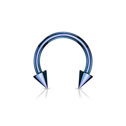 Surgical Steel Externally Threaded Horseshoe w/ Spike Ends - Coloured