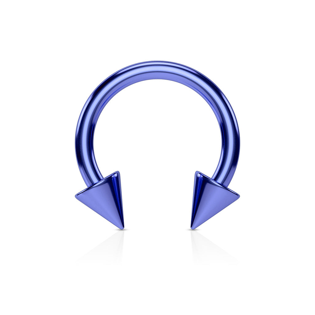 Surgical Steel Externally Threaded Horseshoe w/ Spike Ends - Coloured
