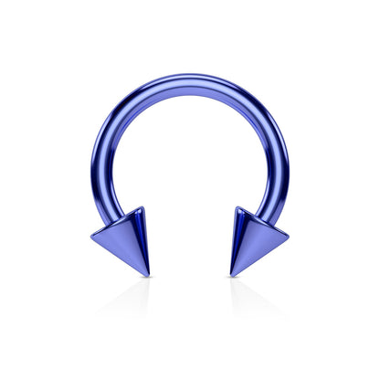 Surgical Steel Externally Threaded Horseshoe w/ Spike Ends - Coloured
