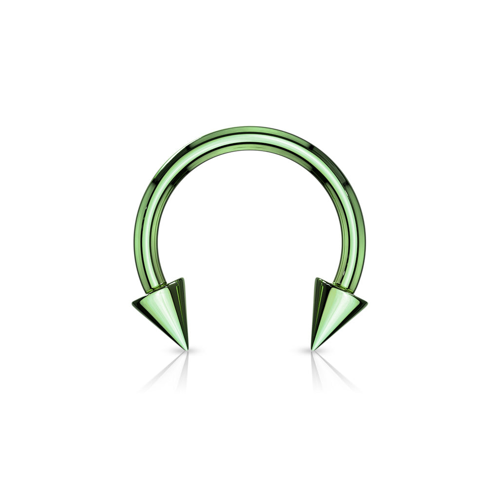 Surgical Steel Externally Threaded Horseshoe w/ Spike Ends - Coloured