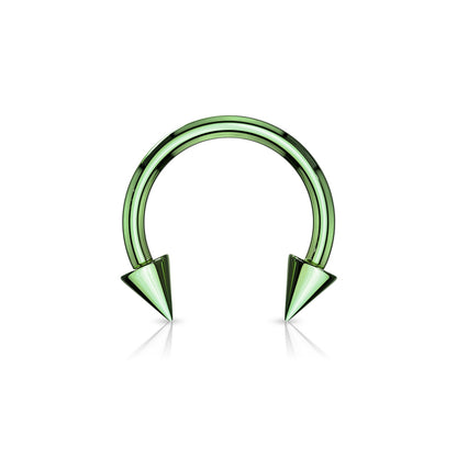 Surgical Steel Externally Threaded Horseshoe w/ Spike Ends - Coloured