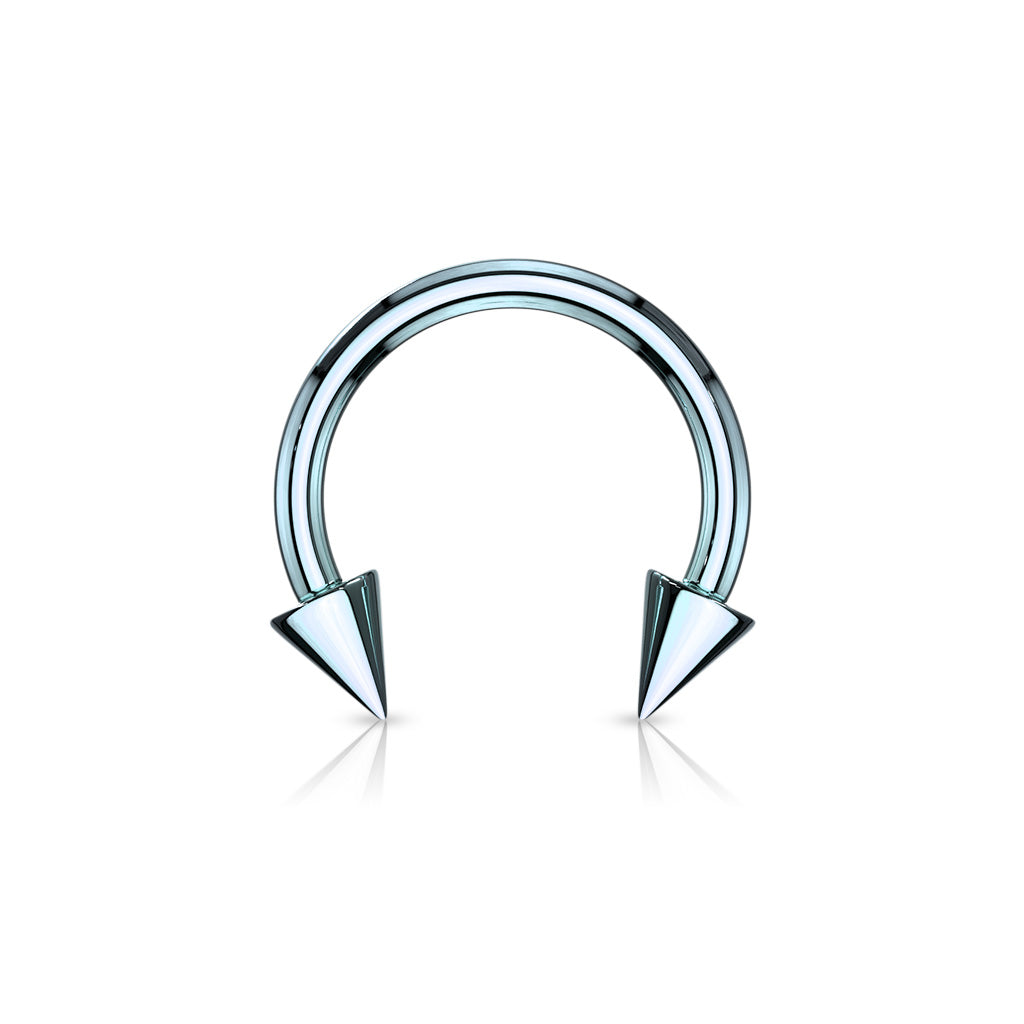 Surgical Steel Externally Threaded Horseshoe w/ Spike Ends - Coloured
