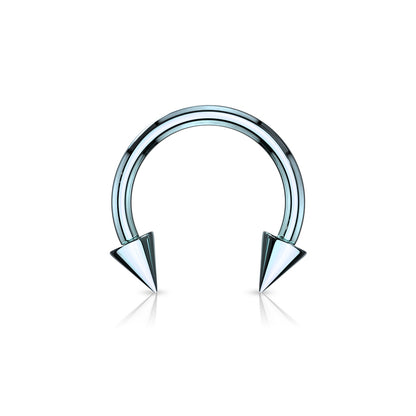 Surgical Steel Externally Threaded Horseshoe w/ Spike Ends - Coloured
