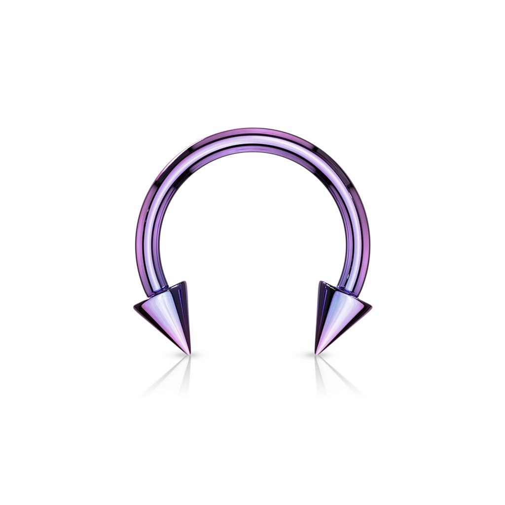 Surgical Steel Externally Threaded Horseshoe w/ Spike Ends - Coloured