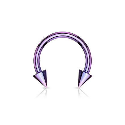 Surgical Steel Externally Threaded Horseshoe w/ Spike Ends - Coloured