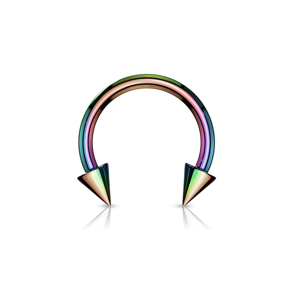 Surgical Steel Externally Threaded Horseshoe w/ Spike Ends - Coloured