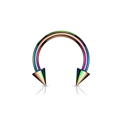 Surgical Steel Externally Threaded Horseshoe w/ Spike Ends - Coloured