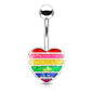 Surgical Steel/Brass Externally Threaded Belly Banana Rainbow Glitter Heart (CLEARANCE)