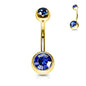 Surgical Steel Externall Threaded Gold Plated Double Jewel Belly Banana