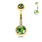 Surgical Steel Externall Threaded Gold Plated Double Jewel Belly Banana