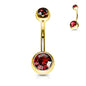 Surgical Steel Externall Threaded Gold Plated Double Jewel Belly Banana
