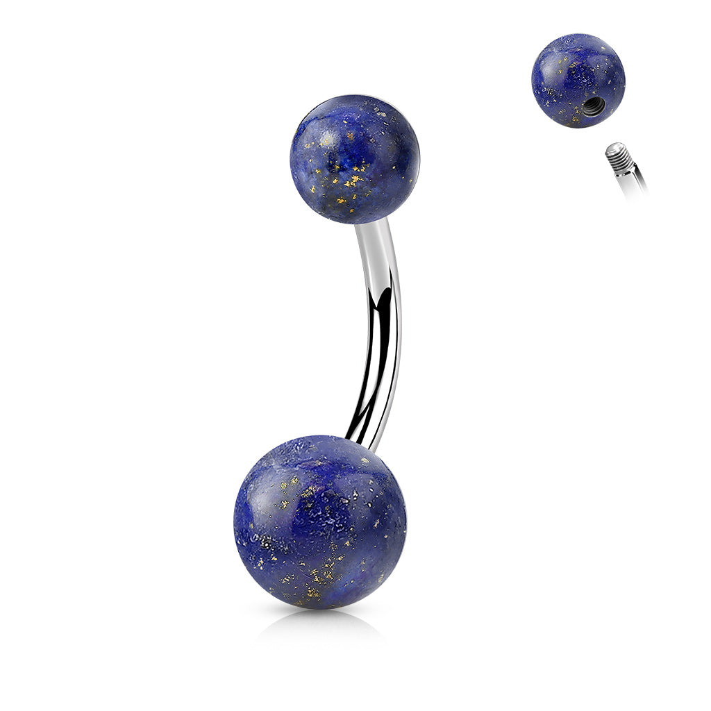 Surgical Steel Externally Threaded Natural Stone Belly Bananas