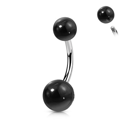 Surgical Steel Externally Threaded Natural Stone Belly Bananas