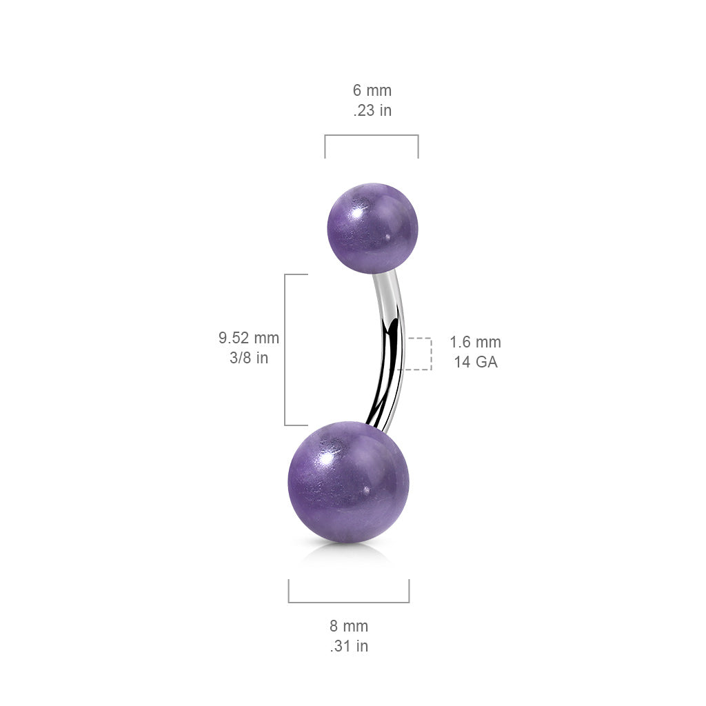 Surgical Steel Externally Threaded Natural Stone Belly Bananas