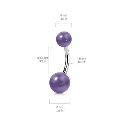 Surgical Steel Externally Threaded Natural Stone Belly Bananas