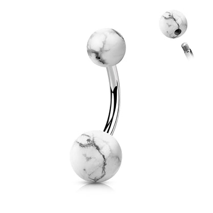Surgical Steel Externally Threaded Natural Stone Belly Bananas