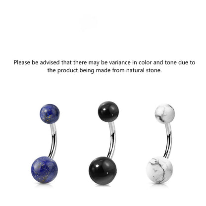 Surgical Steel Externally Threaded Natural Stone Belly Bananas