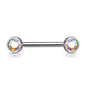 Surgical Steel Externally Threaded Nipple Barbell with Front Facing CZ