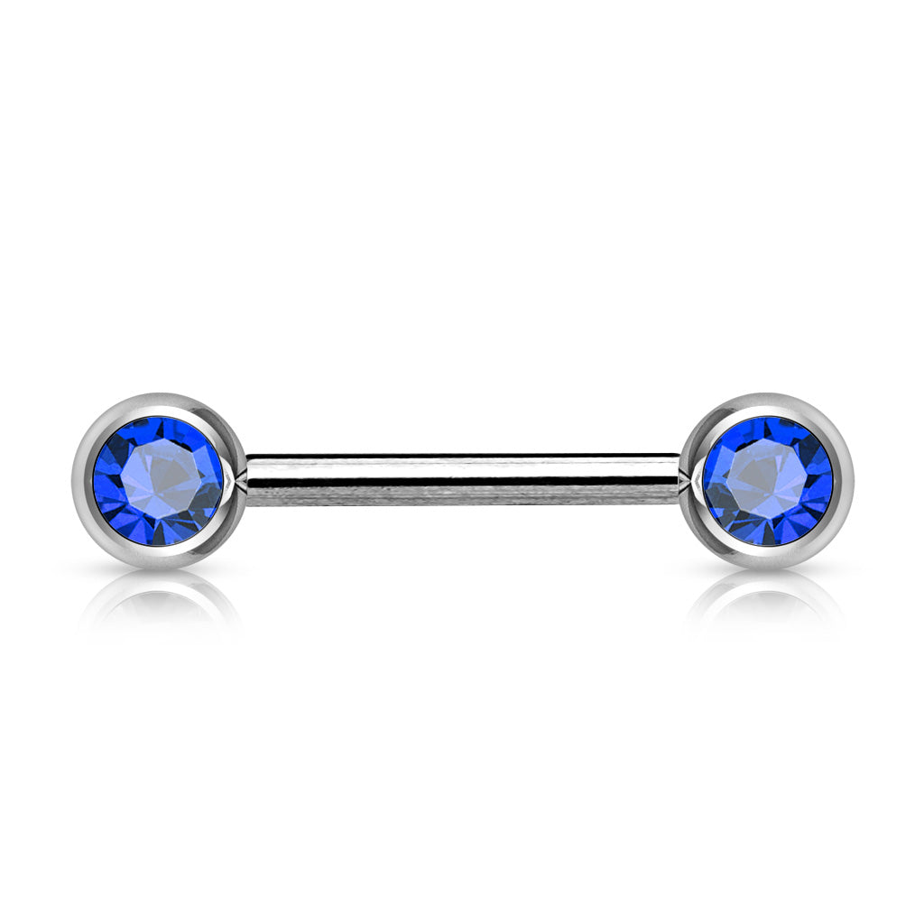 Surgical Steel Externally Threaded Nipple Barbell with Front Facing CZ
