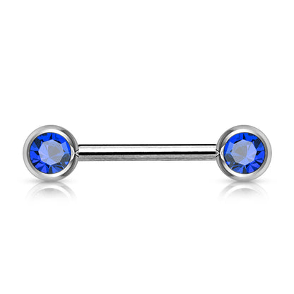 Surgical Steel Externally Threaded Nipple Barbell with Front Facing CZ