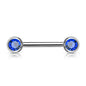 Surgical Steel Externally Threaded Nipple Barbell with Front Facing CZ