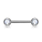 Surgical Steel Externally Threaded Nipple Barbell with Front Facing CZ