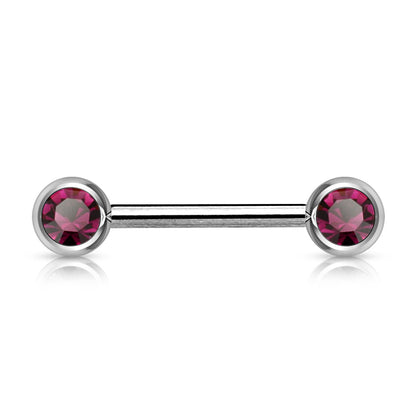 Surgical Steel Externally Threaded Nipple Barbell with Front Facing CZ
