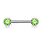 Surgical Steel Externally Threaded Nipple Barbell with Front Facing CZ