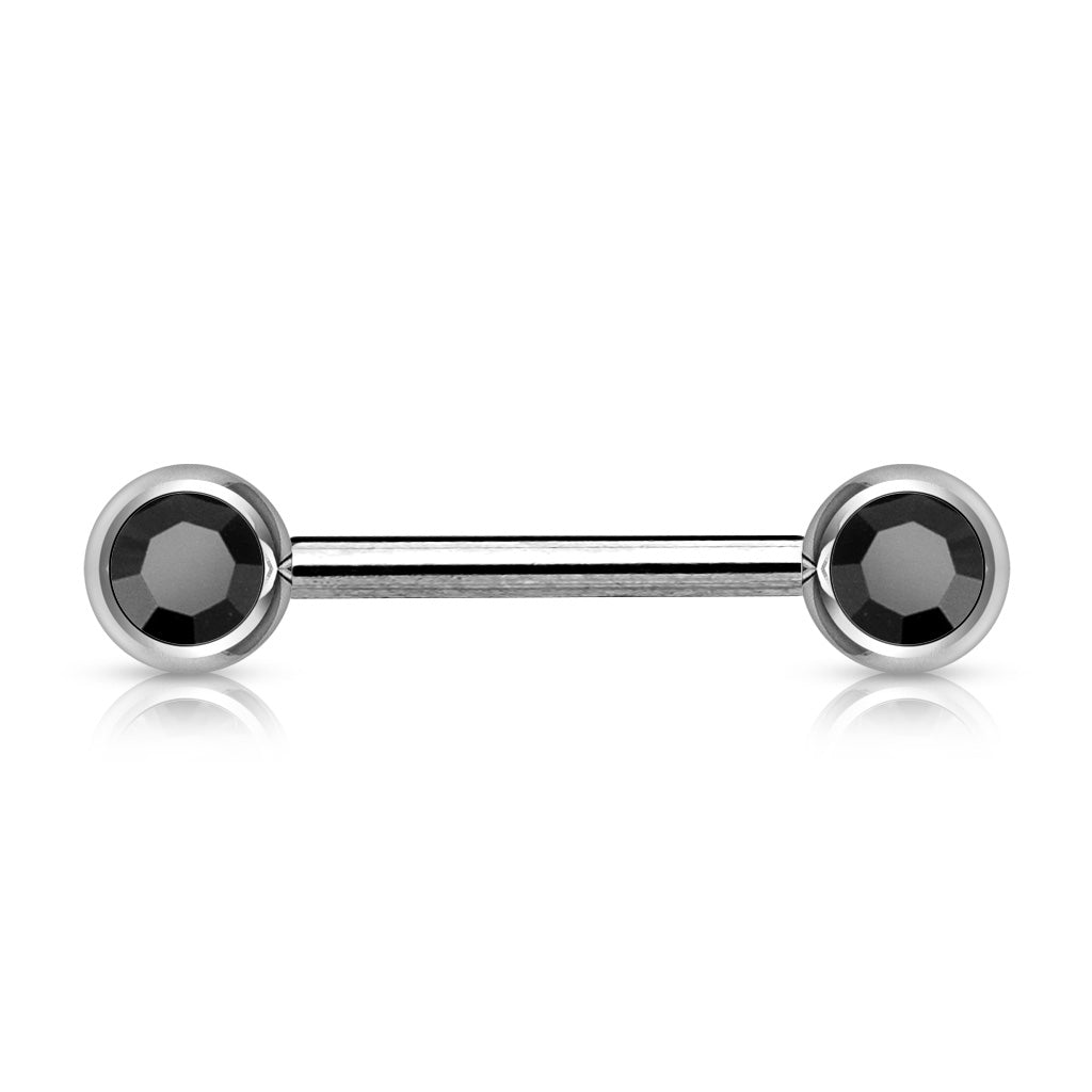 Surgical Steel Externally Threaded Nipple Barbell with Front Facing CZ