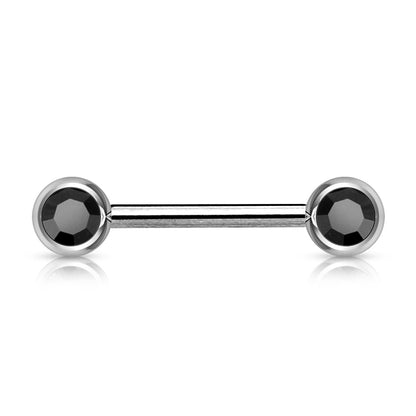 Surgical Steel Externally Threaded Nipple Barbell with Front Facing CZ