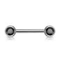 Surgical Steel Externally Threaded Nipple Barbell with Front Facing CZ