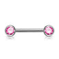 Surgical Steel Externally Threaded Nipple Barbell with Front Facing CZ